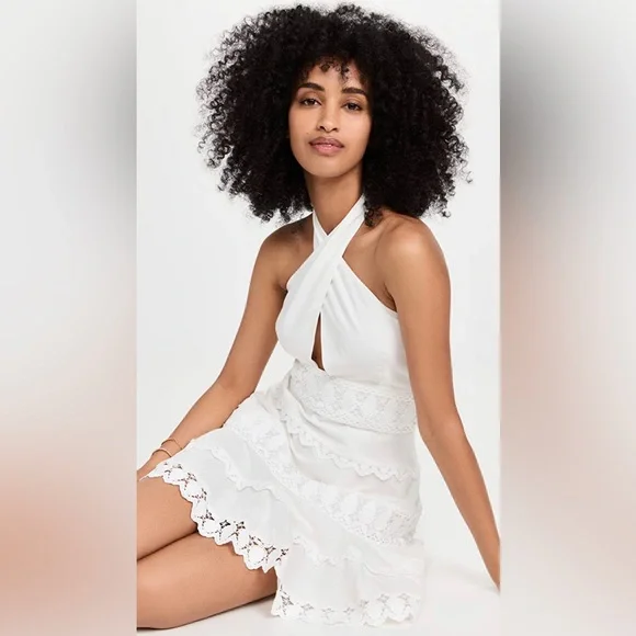 Endless Rose White Halter Eyelet Lace Dress - Picture 2 of 5